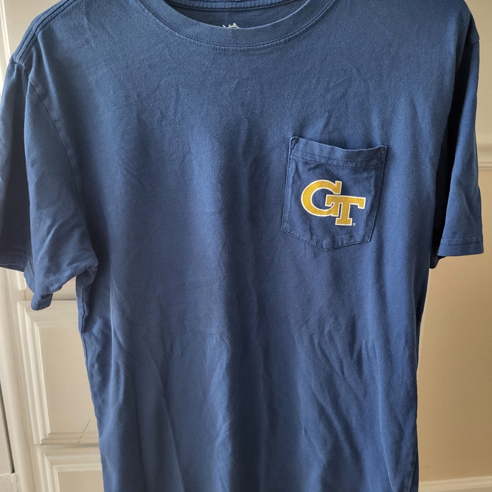 Southern Tide Navy Blue Pocket Tee with Yellow Logo